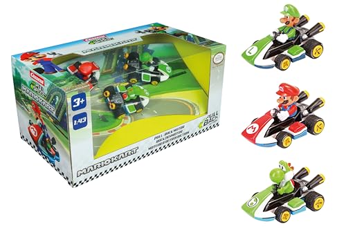 Pull & SPEED - 15813010 - Carrera Pull & Speed I Mario Kart - 3Pack I Aufziehauto Rennauto I Pull and Speed Auto mit Rückziehmotor I Für Jungs und Mädchen ab 6 Jahren & Erwachsene I Rennbahn von Carrera