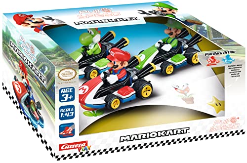 Pull & SPEED - 15813010 - Carrera Pull & Speed I Mario Kart - 3Pack I Aufziehauto Rennauto I Pull and Speed Auto mit Rückziehmotor I Für Jungs und Mädchen ab 6 Jahren & Erwachsene I Rennbahn von Carrera