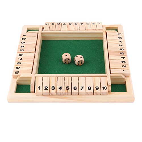 Sharplace 4-Spieler Shut The Box Spiel, Brettspiel aus Holz, Würfelspiel Holz Mathematik Lernspielzeug, Wooden Table Game Classic Dice Board Toy, Reisespiele Erwachsene Traditionelle Kneipenspiele von Sharplace