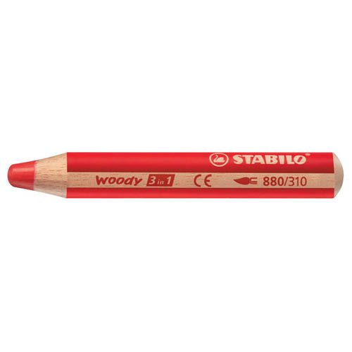 Unbekannt Stabilo Woody 5 STK., Karminrot - Farbstift Wachsmalkreide Aquarellstift von Unbekannt