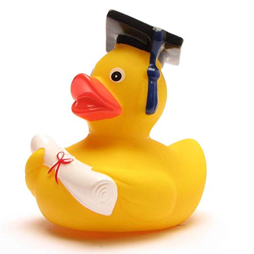 lustige Akademiker Badeente mit Diplom - Quietscheentchen mit Doktorhut - Geschenk bei Prüfungen Abschlussfeier Uni Universität Hochschule von Duckshop