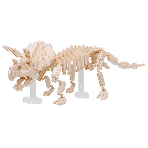 nanoblock NBM-017 - Triceratops Skeleton Model/Skelett Triceratops, Minibaustein 3D-Puzzle, Middle Series, 700 Teile, Schwierigkeitsstufe 5, für Experten von Kawada