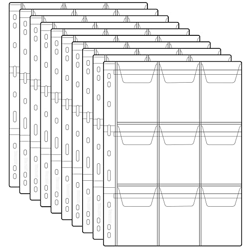 Uncle Paul 90 Taschen-Münzblätter – 9 Raster/Seite, durchsichtiger Münzhalter, Stempel, Währungsschutz, Münzsammelzubehör, 10 Blatt CS03009 von Uncle Paul