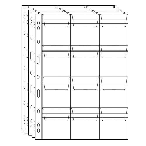 Uncle Paul Seiten für Münzfächer – 12 Fächer Standard-Münzfächer mit 9 Löchern Sammelhüllen für Münzen 5 Blätter CS03512 von Uncle Paul