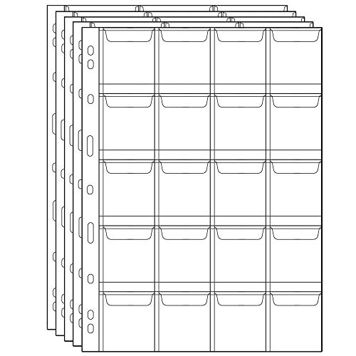 Seiten für Münzfächer – 20 Fächer Standard-9-Loch-Münzfächer-Einsätze Sammelhüllen für Münzen 5 Blätter CS03520 von Uncle Paul