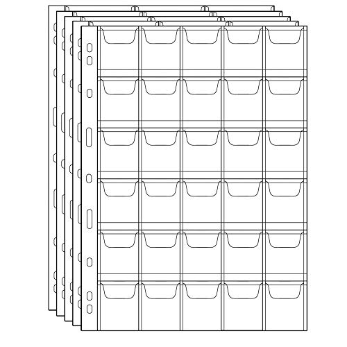 Uncle Paul Seiten für Münzfächer – 30 Fächer Standard-Münzfächer mit 9 Löchern Sammelhüllen für Münzen 5 Blätter CS03530 von Uncle Paul