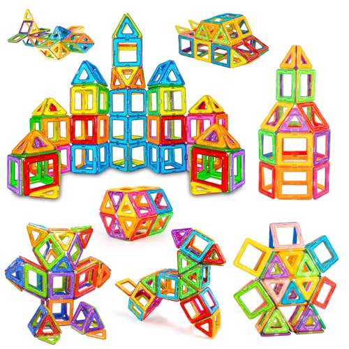 Magnetische Bausteine Magnetspielzeug für Kinder Magnetbausteine ab 2 3 4 5 6 7 8 Jahre Oster Geschenke Junge Mädchen Bauklötze Kinderspielzeug (64 Teile) von Under the Baubles