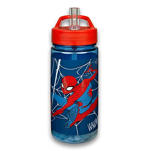 Scooli SPMA9913 - Aero Trinkflasche, Marvel Spider-Man, mit integriertem Strohhalm und Trinkstutzen, BPA und Phthalat frei, ca. 500 ml Fassungsvermögen von Undercover