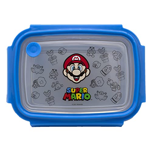 UNDERCOVER Edelstahl Brotdose mit Kunststoffdeckel für Kinder - Super Mario Fanartikel - Kindergarten Brotdose - Sandwichbox Schule - Brotzeitdose aus Edelstahl - Sandwichbox - Lunchbox - Vesperbox von Scooli