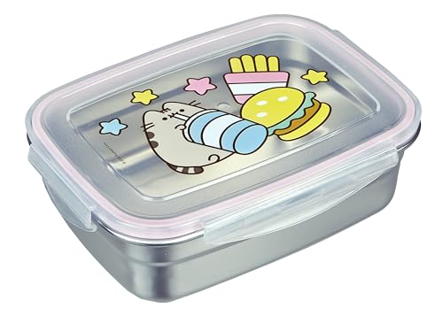 Undercover - Pusheen Brotdose mit Gummidichtung - aus Edelstahl - 550 ml Fassungsvermögen - Sandwichbox Schule - Brotzeitdose für Kinder - Lunchbox von Undercover