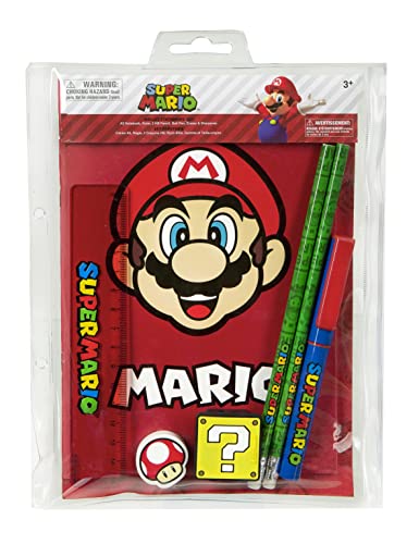 Undercover SUMA1122 Schreibset 7-teilig-Schreibwaren Geschenkset-A5 Notizbuch im Set enthalten-ideal für die Schultüte und zum Schulanfang-Super Fanartikel-Mario Kart Merchandise, Rot, ys/m von Undercover