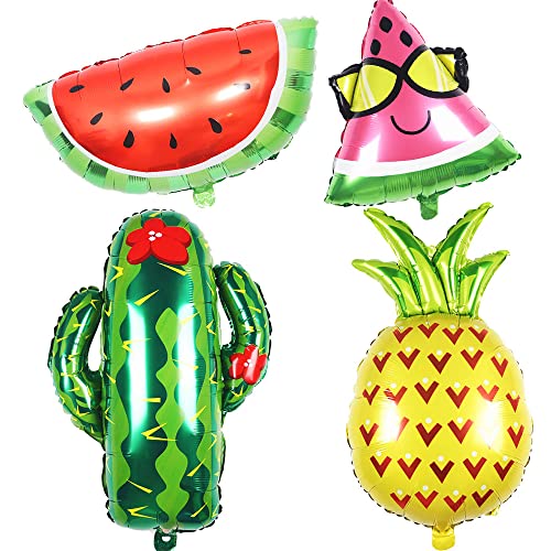 Hawaii Ballons, Hawaii Party Deko, Frucht Mylar-Ballons, Riesen Ananas Ballons, Wassermelonen Ballons, Kaktus Helium Folienballons für Hawaii Party, Beachparty Deko, Sommerparty Strandparty Zubehör von Ungfu Mall