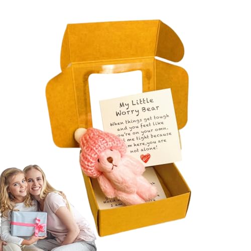 Bear Stuffed Animal, Handmade Plush Toy Gift, Small Bear in Box with Inspirational Card, Soft Companion, Perfect for Women Men Kids, Positive Home Decor Bedroom Desk, 8.5x4cm Pink White Coffee Brown Bear Stuffed Animal, Handmade Plush Toy Gift, Small Bear in Box with Inspirational Card, Soft Companion, Perfect for Women Men Kids, Positive Home Decor Bedroom Desk, 8.5x4cm Pink White Coffee Brown von Ungtyb