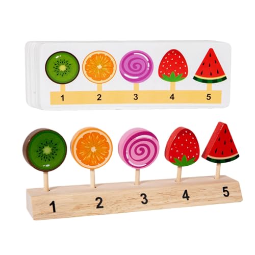 Buntes Design Popsicle Toys, Wooden Popsicle Toy Kit, Lernpuzzle Spielzeug für Kinder, Day Wooden Ice Cream Kit 21,7 x 4 x 9 cm für Indoor, Present, Home, Living Room, mehrfarbig von Ungtyb