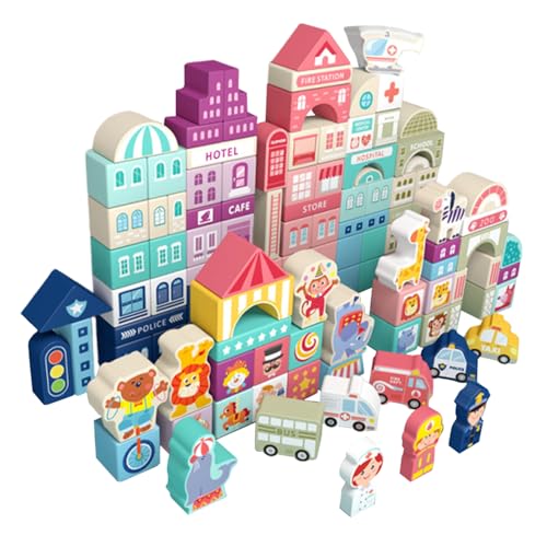 City Building Blocks, Educational Kids Stacking Blocks, Portable Scene Bricks Set, Cute Assembly Toys to Enhance Hands on Ability and Creativity, 100 Pieces City Building Blocks, Educational Kids Stacking Blocks, Portable Scene Bricks Set, Cute Assembly Toys to Enhance Hands on Ability and Creativity, 100 Pieces von Ungtyb