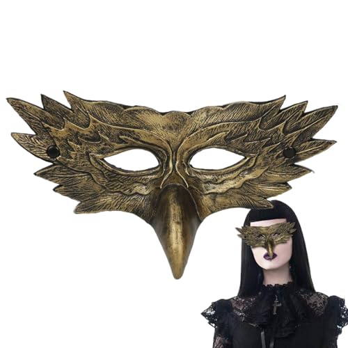 Cosplay Eagle Half Face Masks, Eagle Costume Masks for Carnivals, Leather Dress Up Half Face Masque, Halloween Costume Masque 12.2x6.3" for Cosplay, Costume Parties (Black, Gold, Silver) von Ungtyb