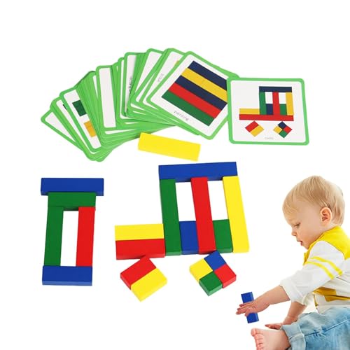 Holzmuster Design Block Puzzle, Gehirnspielzeug für Kinder, Bildendes Holzpuzzles, Design Pattern Block Games 19,5 x 9 cm für Present, Unterhaltung, Lernen, mehrfarbig von Ungtyb