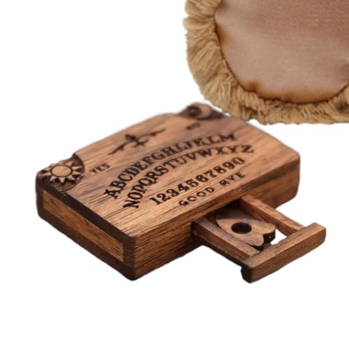 Miniature Wooden Spirit Board with Planchette, Decorative Ouija Board Miniature for Friends and Family Gatherings, Spirit Board for Paranormal Fun, Small Wooden Ouija Board Décor for Parties and von Ungtyb