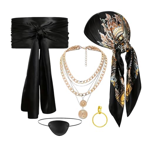 Pirate Kostüm Accessoires Set, 5-teilig Dress-Up Kit Head Scarf, Necklace, Pirate Props, Lightweight Cosplay Supplies, for Masquerade, Photoshoots, Theater, Themed Events, Party Use, 90x90cm Red Black Pirate Kostüm Accessoires Set, 5-teilig Dress-Up Kit Head Scarf, Necklace, Pirate Props, Lightweight Cosplay Supplies, for Masquerade, Photoshoots, Theater, Themed Events, Party Use, 90x90cm Red Black von Ungtyb