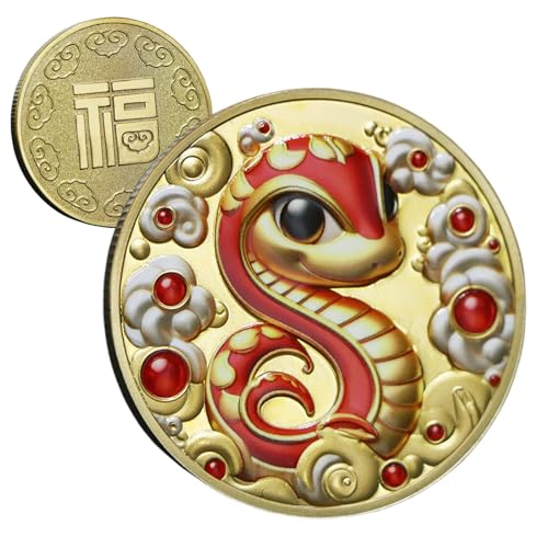 Ungtyb 2025 Snake Year Coin, Year of The Snake Gedenkmünze, Cute Snake Year Coin, New Year Collectible Coin, 2025 Chinese New Year Ornament, Spring Festival Decorations, Snake Year Collectible von Ungtyb