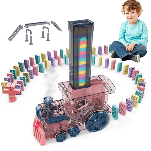 Ungtyb Automatic Domino Train, Toddler Domino Game, Train Domino Stacker, Lights and Sound Train, Automatic Stacking Train, Domino Stacking Game Train for Toddler and Kindergarten Kids von Ungtyb