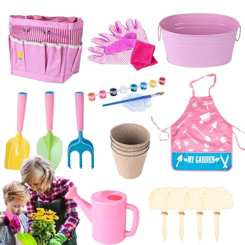 Ungtyb Gardening Set for Kids, Children's Gardening Tools, Gardening Play Kit, Kids Gardening Kit, Watering Can Set, 20-piece Children's Gardening Play Kit With Educational Tools for Boys And Girls von Ungtyb