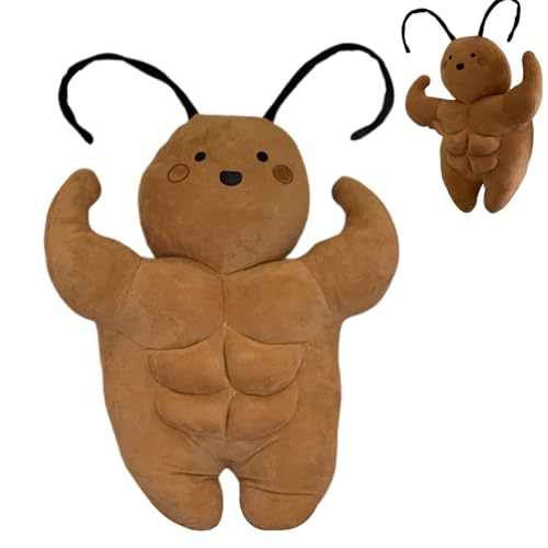 Ungtyb Huggable Cockroach Plush Toy, Funny Giant Muscle Cockroach Doll, Comfortable Stuffed Animals Toy, Cute Cockroach Throw Pillow for Home Decoration, Kids and Adult (Brown) von Ungtyb