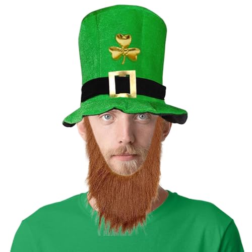 Ungtyb Leprechaun Kostüm Hat, Green Leprechaun Headwear, Shamrock Festival Outfit, St. Patricks Kostüm, Irish Festival Props, St. Patricks Day Hat, Leprechaun Kostüme mit festlichem Shamrock Design von Ungtyb