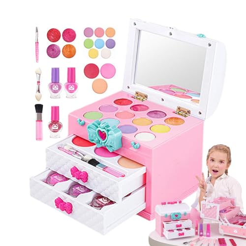 Ungtyb Make-up-Set für Kinder | Make-up-Set mit Kosmetiketui,Make-up-Spielset mit Kosmetikkoffer für den Schönheitssalon, tragbares Anzieh-Make-up-Set für Kinder im Alter von 3, 4, 5, 6, 7 und 8 von Ungtyb