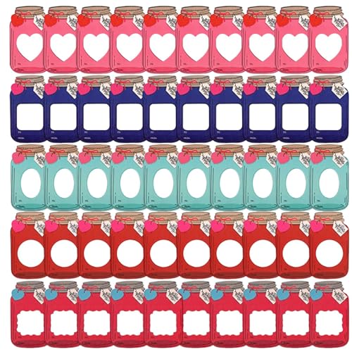 Ungtyb Mason Jar Candy Cards, Classroom Exchange Cards, Funny Valentines Cards for Kids, Party Favor Mason Jar Card 50 Pieces for Boys and Girls Class Classroom, Candy Not Included von Ungtyb