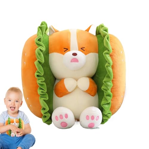 Ungtyb Plüsch-Hundepuppe, niedliches Burger-Hundebett, Bunny Stuffed Plüsch, Kinder, Erwachsene, Sleeping Companion, Huggable Sofa Bed Ornament für, Mädchen, Tochter, 9,84 x 9,84 Zoll von Ungtyb