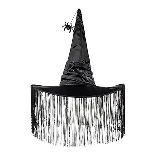 Ungtyb Spitzer Hexenhut, Halloween-Kostümzubehör, Damen-Hexenhut, Geraffter Hexenhut, Halloween-Maskeradehut, Cosplay-Hexenhut Mit Elegantem Und Stilvollem Design Für Halloween-Partys von Ungtyb