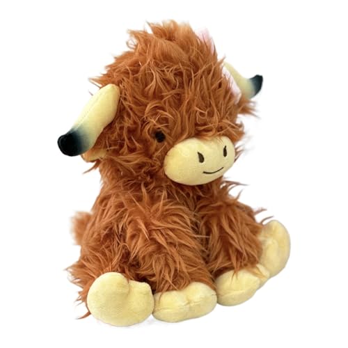 Ungtyb Stuffed Highland Cow Plush, Cute Soft Plushie Toy, Cozy and Huggable Highland Cow Doll with Bowknot, Kids and Room Decoration, 7.09x5.91x9.45 Inches von Ungtyb