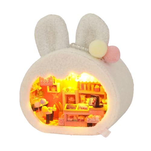 Ungtyb Wooden Plush Doll House for Girls, Bear & Rabbit Dessert Shop Tiny House Kit, Wooden Playset with Furniture, Creative Birthday & Valentine's Day Gift for Kids, Wood Material Ungtyb Wooden Plush Doll House for Girls, Bear & Rabbit Dessert Shop Tiny House Kit, Wooden Playset with Furniture, Creative Birthday & Valentine's Day Gift for Kids, Wood Material von Ungtyb