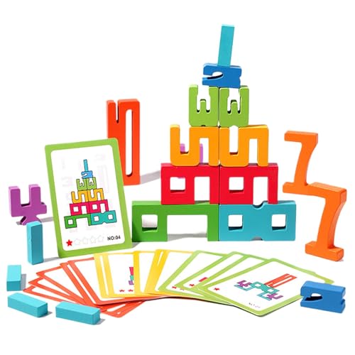 Ungtyb Wooden Stacking Blocks, Numbers Blocks 1 to 10, Stacking Building Blocks, 1 to 10 Number Game with Safe and Natural Materials for Enhancing Stacking Skills and Number Recognition von Ungtyb