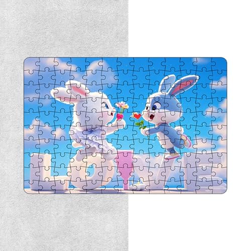 Valentines Day Wooden Puzzle Cute Bunny Animal Theme Puzzle Educational Wooden Jigsaw Puzzle Preschool Learning Toy for Ages Over 12, Kids, Home, Indoor, Entertainment von Ungtyb