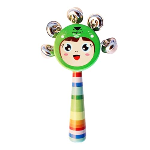 Wooden Jingle Handbells, Cartoon Jingle Stick Shaker, Lightweight Musical Rattle Toy Adorned with Adorable Faces and Vibrant Colors for Kids 6.3x3.54x0.79 Inches von Ungtyb