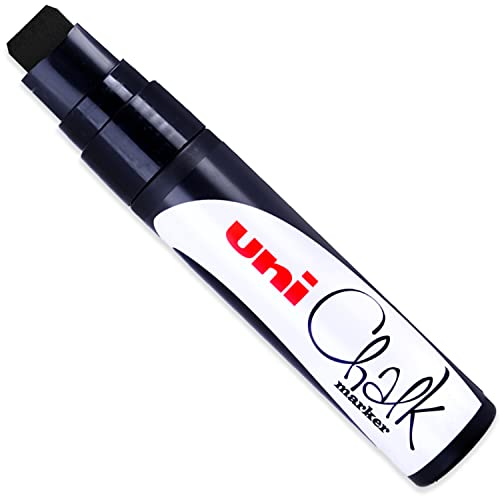 uni-ball 186699 - Fenster- & Kreidemarker UNI CHALK PWE-17K 15 mm, mit breiter Keilspitze, schwarz von Uni-Ball