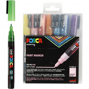 Posca Marker, Strichstärke: 0,9-1,3 mm, PC-3ML, 8 Stk, versch. Farben von Uni-Posca