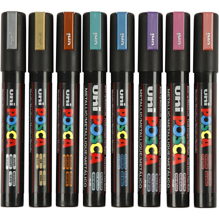 Posca Marker , Nr. PC-5M, Strichstärke 2,5 mm, Medium, Metallic-Farben, 8 Stk/ 1 Pck Posca Marker , Nr. PC-5M, Strichstärke 2,5 mm, Medium, Metallic-Farben, 8 Stk/ 1 Pck von Uni-Posca