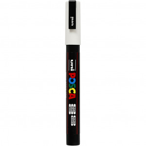 Uni Posca Marker, Strichstärke: 0,9-1,3mm, PC-3M, 1 Stk, Weiß von Uni-Posca