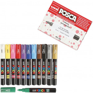 Uni Posca Stifte extrafein versch. Farben 0,7mm - 12 Stk von Uni-Posca