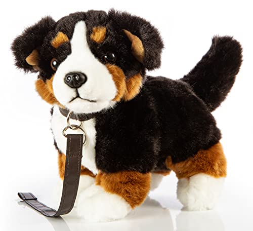 Uni-Toys - Berner Sennenhund, stehend, mit Leine - 27 cm (Länge) - Plüsch-Hund - Plüschtier, Kuscheltier von Uni-Toys