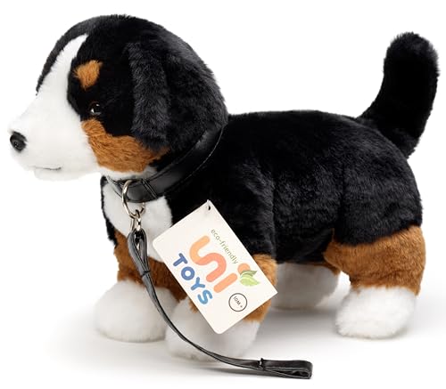 Uni-Toys - Berner Sennenhund, stehend - Mit Leine - 29 cm (Länge) - Plüsch-Hund - Plüschtier, Kuscheltier von Uni-Toys