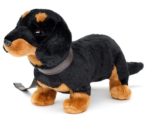 Uni-Toys - Dackel, stehend (mit Leine) - 28 cm (Länge) - Plüsch-Hund, Haustier - Plüschtier, Kuscheltier von Uni-Toys