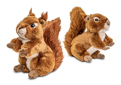 Uni-Toys - Eichhörnchen (2-teiliges Set) - sitzend (Höhe 17 cm) + liegend (Länge 18 cm) - Plüsch-Hörnchen - Plüschtiere, Kuscheltiere von Uni-Toys