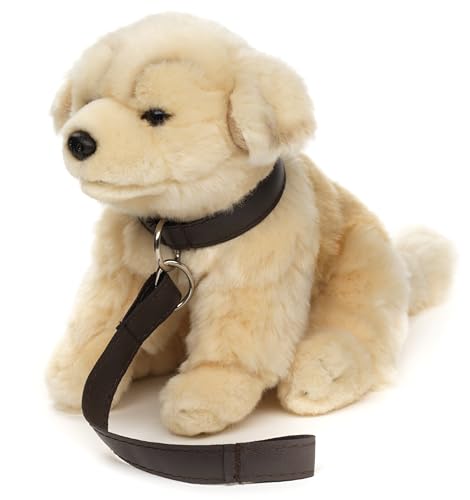 Uni-Toys - Golden Retriever Welpe, sitzend - Mit Leine - 18 cm (Höhe) - Plüsch-Hund, Haustier - Plüschtier, Kuscheltier von Uni-Toys