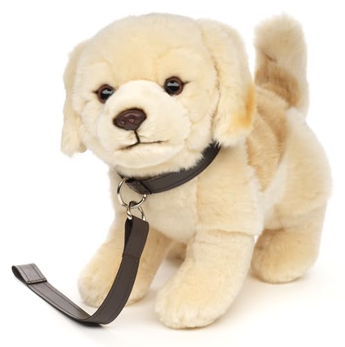 Uni-Toys - Golden Retriever Welpe, stehend (mit Leine) - 22 cm (Höhe) - Plüsch-Hund, Haustier - Plüschtier, Kuscheltier von Uni-Toys