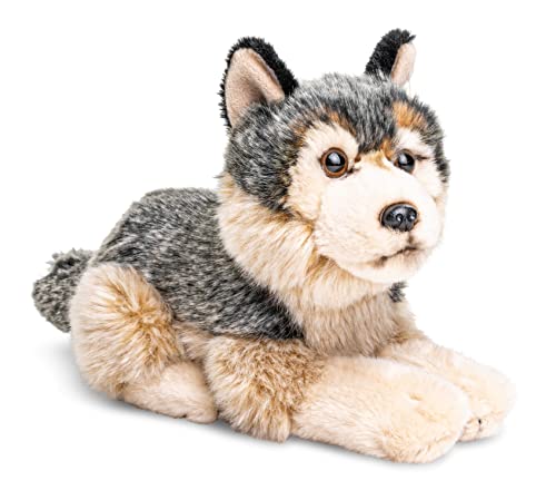 Uni-Toys - Grauwolf, liegend - 22 cm (Länge) - Plüsch-Wolf, Lupus - Plüschtier, Kuscheltier von Uni-Toys