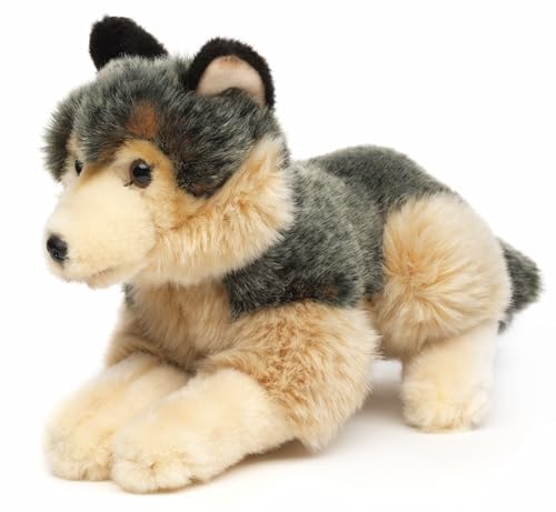 Uni-Toys - Grauwolf, liegend - 22 cm (Länge) - Plüsch-Wolf, Lupus - Plüschtier, Kuscheltier von Uni-Toys